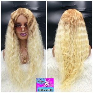 Vicky" 28 inches long with middle part, Synthetic Wig Soft Crimps,